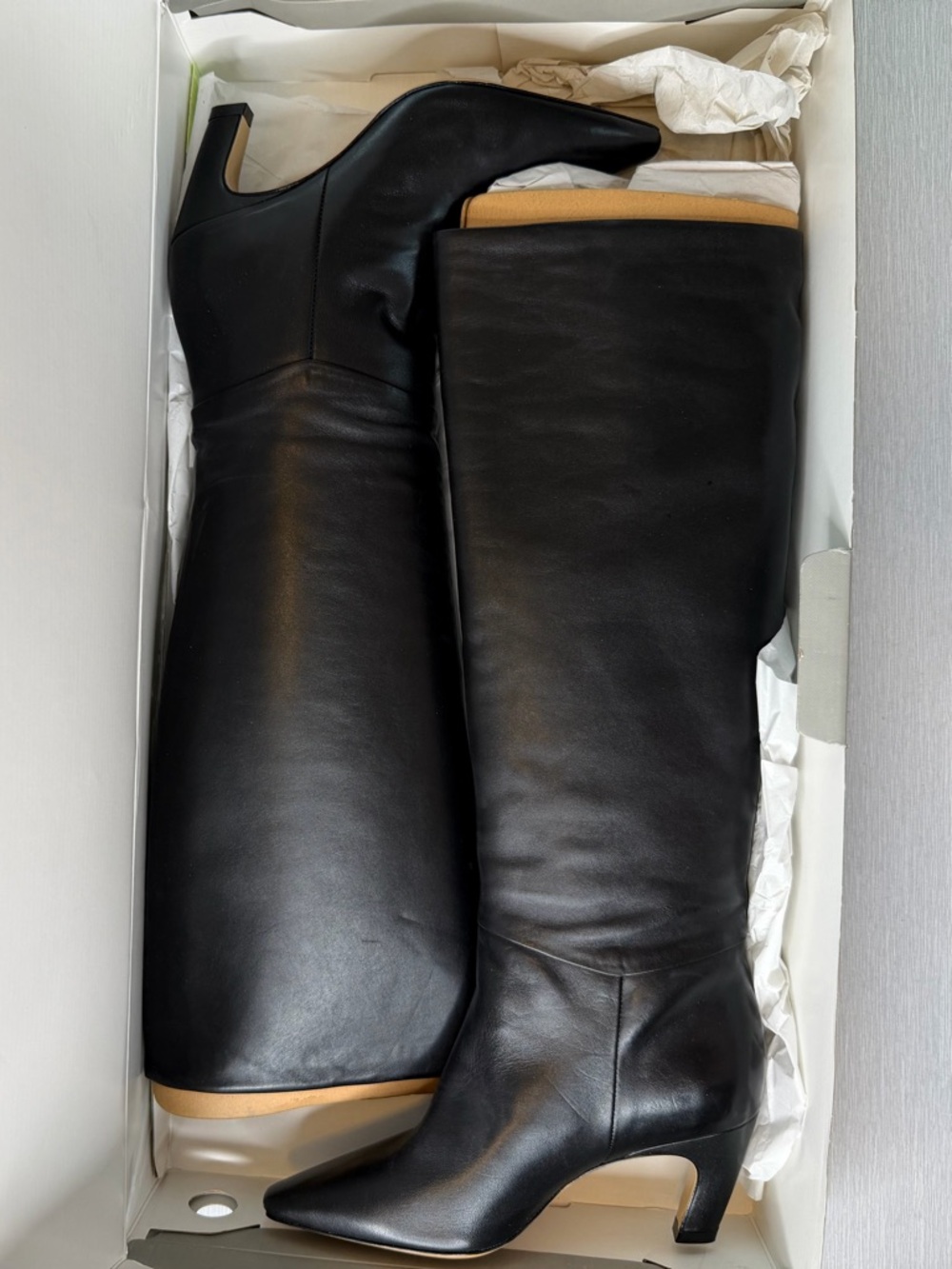 Everlane The Banana Boot Black Napa Leather Knee High Heeled Pointed Toe 7 NWB - Picture 8 of 15